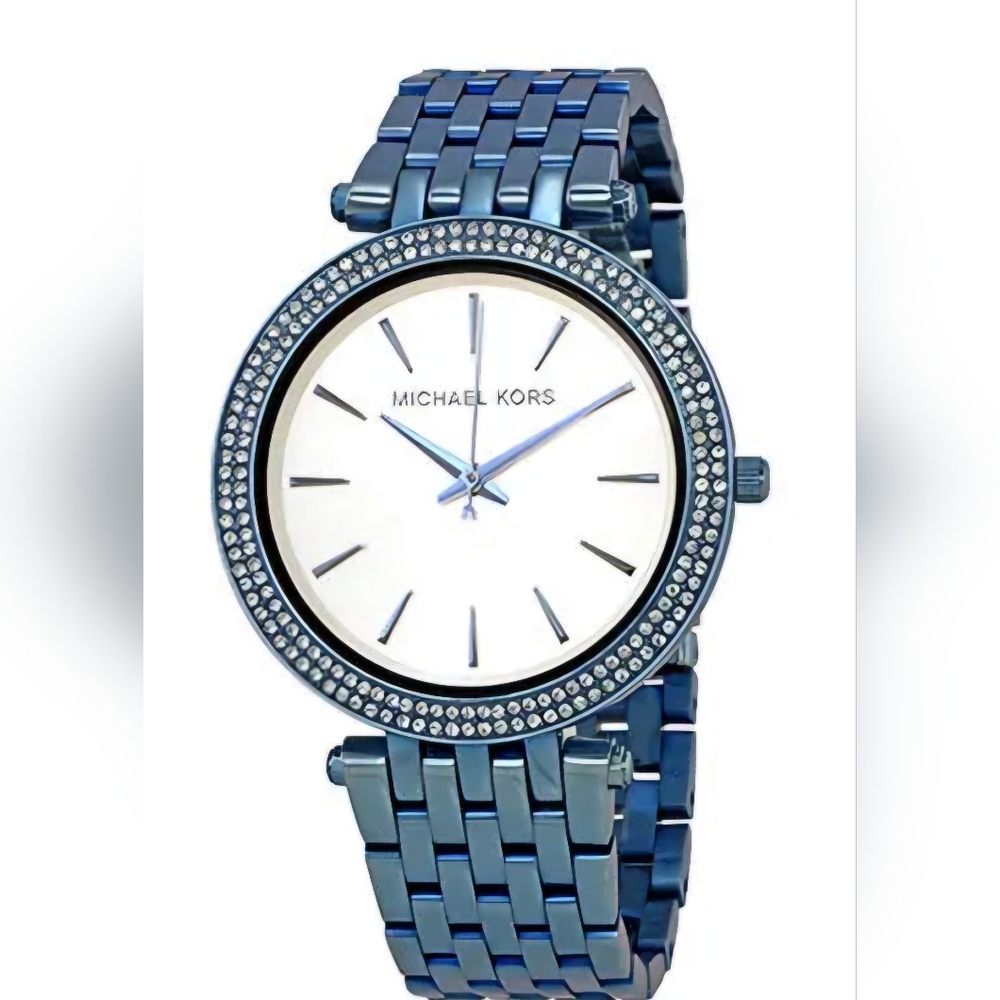RARE Michael Kors Metallic Blue Crystal-Accent Watch